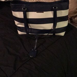 Blue and white shoulder purse